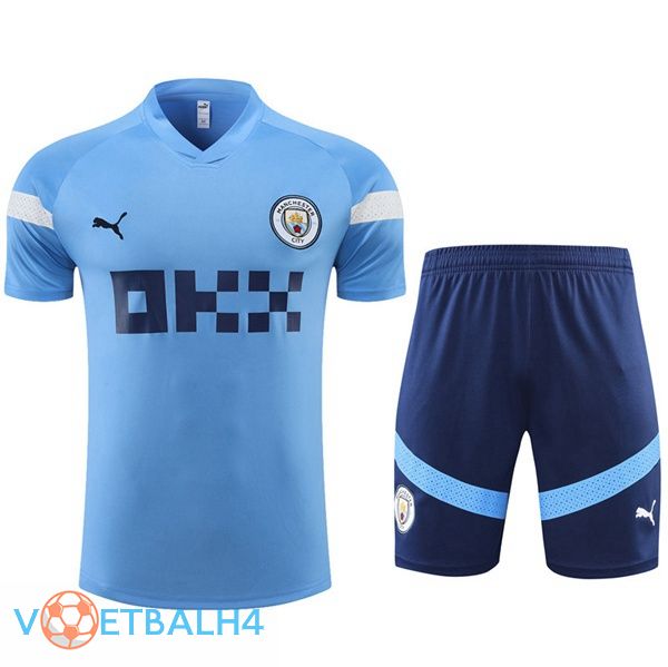 Manchester City Training T Shirt + korte broek blauw 2022-2023