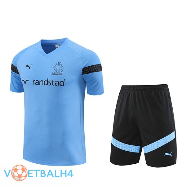 Marseille Training T Shirt + korte broek blauw 2022/2023