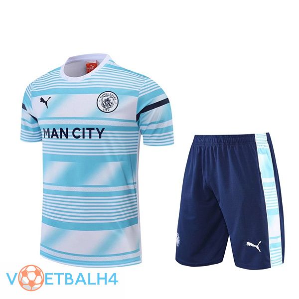 Manchester City Training T Shirt + korte broek wit blauw 2022/2023