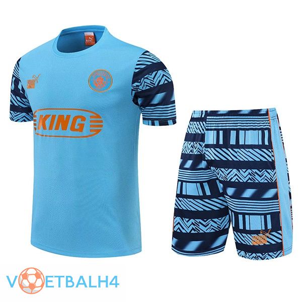 Manchester City Training T Shirt + korte broek blauw 2022/2023