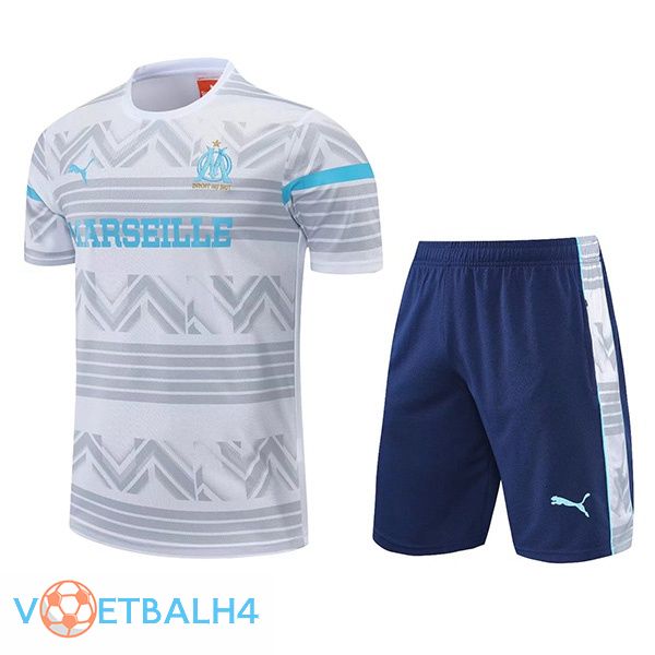 Marseille OM Training T Shirt + korte broek wit grijs 2022/2023