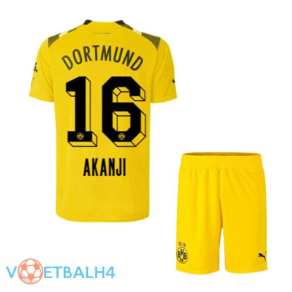 Dortmund BVB (Akanji 16) kinderen voetbal jersey beker geel 2022/2023