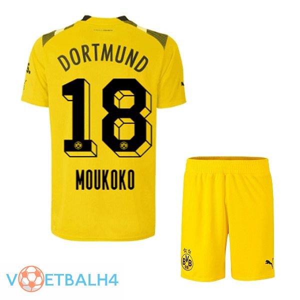 Dortmund BVB (Moukoko 18) kinderen voetbal jersey beker geel 2022/2023