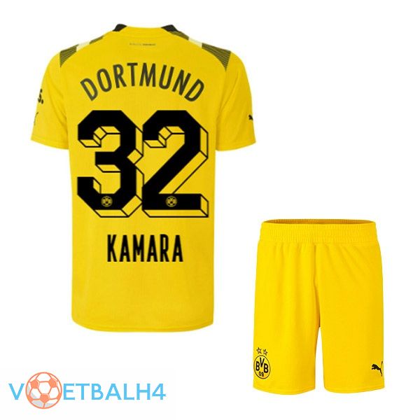 Dortmund BVB (Kamara 32) kinderen voetbal jersey beker geel 2022/2023