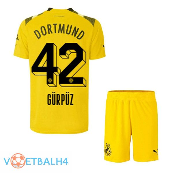 Dortmund BVB (Gürpüz 42) kinderen voetbal jersey beker geel 2022/2023