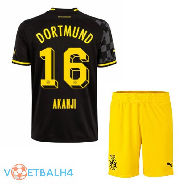 Dortmund BVB (Akanji 16) kinderen voetbal jersey uit zwart 2022/2023