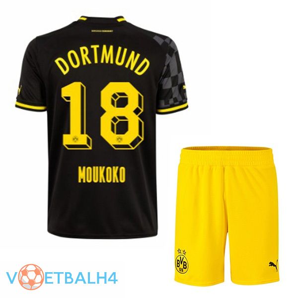 Dortmund BVB (Moukoko 18) kinderen voetbal jersey uit zwart 2022/2023