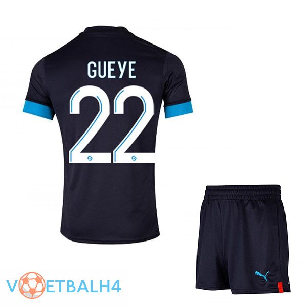 Marseille OM (GUEYE 22) kinderen voetbal jersey uit zwart 2022/2023