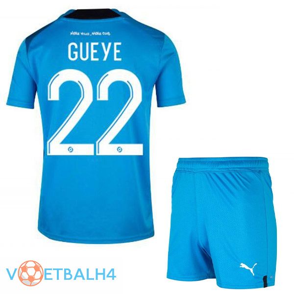 Olympique de Marseille (GUEYE 22) kinderen voetbal jerseys derde blauw 2022-2023