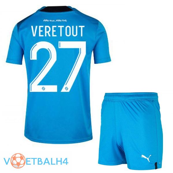 Olympique de Marseille (VERETOUT 27) kinderen voetbal jerseys derde blauw 2022-2023