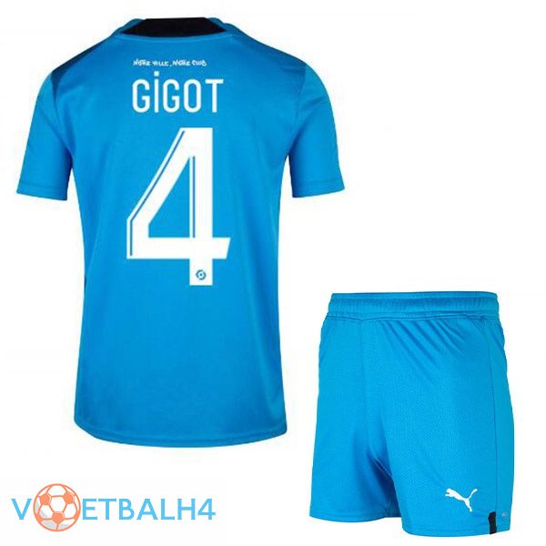 Olympique de Marseille (GIGOT 4) kinderen voetbal jerseys derde blauw 2022-2023