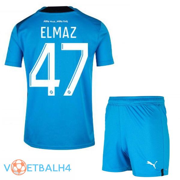 Olympique de Marseille (ELMAZ 47) kinderen voetbal jerseys derde blauw 2022-2023