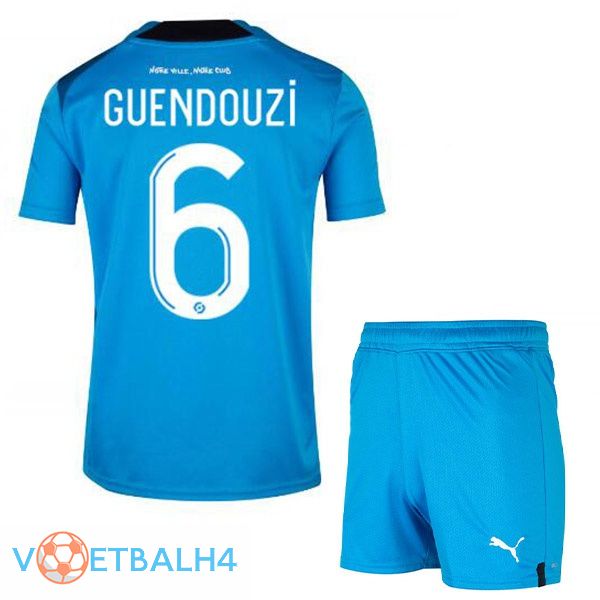 Olympique de Marseille (GUENDOUZI 6) kinderen voetbal jerseys derde blauw 2022-2023