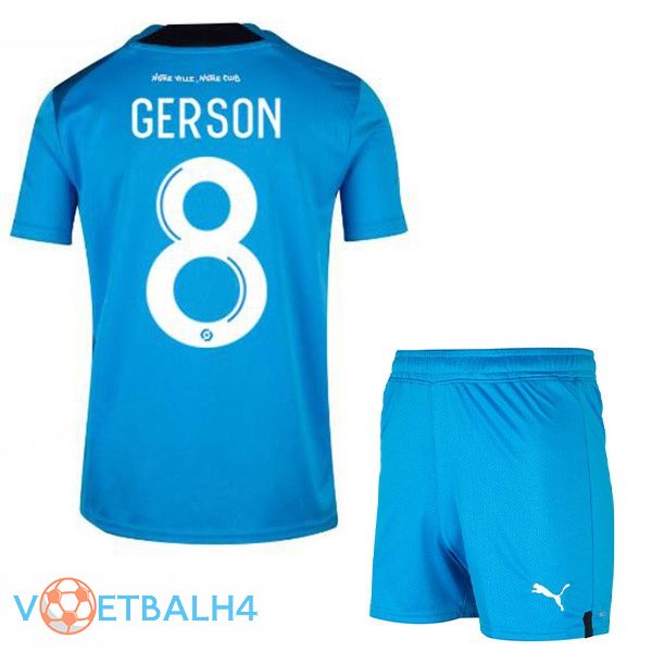 Olympique de Marseille (GERSON 8) kinderen voetbal jerseys derde blauw 2022-2023