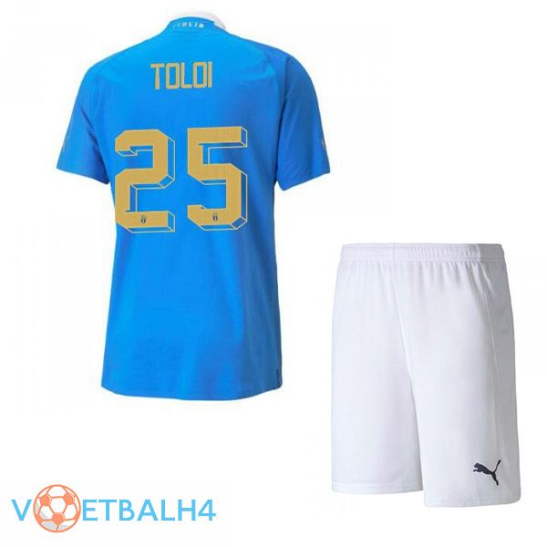 Italië（Toloi 25）kinderen voetbal jersey thuis blauw 2022/2023