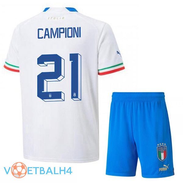 Italië (Campioni 21) kinderen voetbal jerseys uit wit 2022-2023