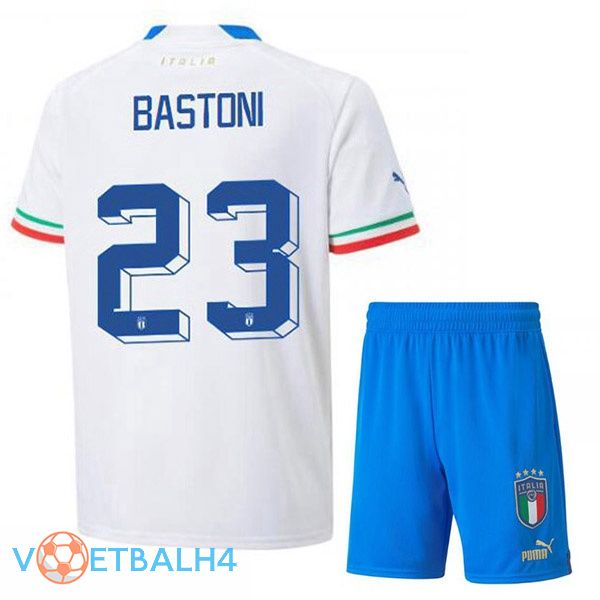 Italië (Bastoni 23) kinderen voetbal jerseys uit wit 2022-2023