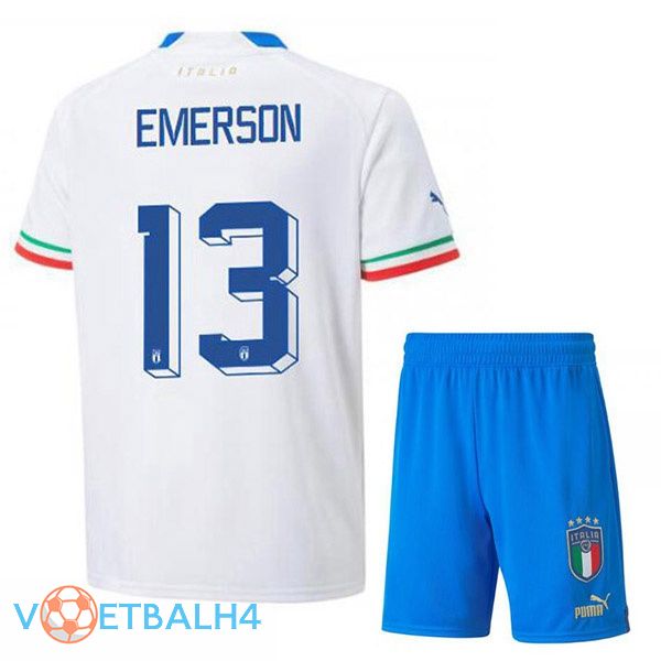 Italië (Emerson 13) kinderen voetbal jerseys uit wit 2022-2023