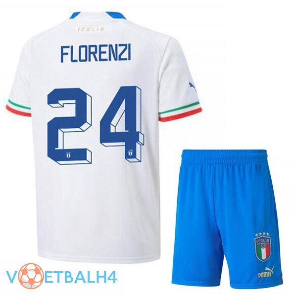 Italië (Florenzi 24) kinderen voetbal jerseys uit wit 2022-2023