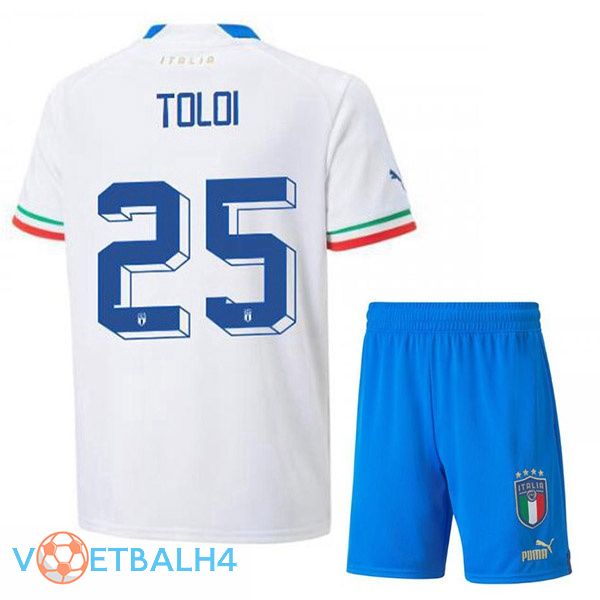 Italië (Toloi 25) kinderen voetbal jerseys uit wit 2022-2023