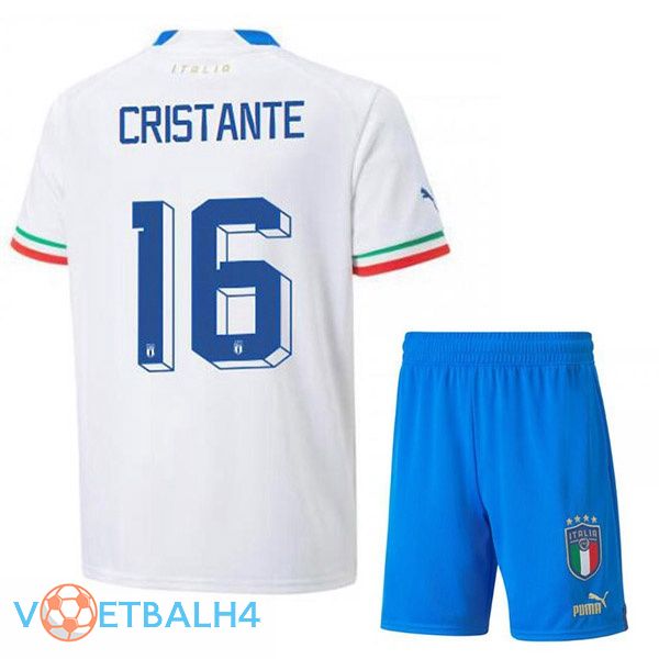 Italië (Cristante 16) kinderen voetbal jerseys uit wit 2022-2023