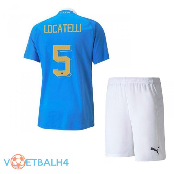 Italië（Locatelli 5）kinderen voetbal jersey thuis blauw 2022/2023