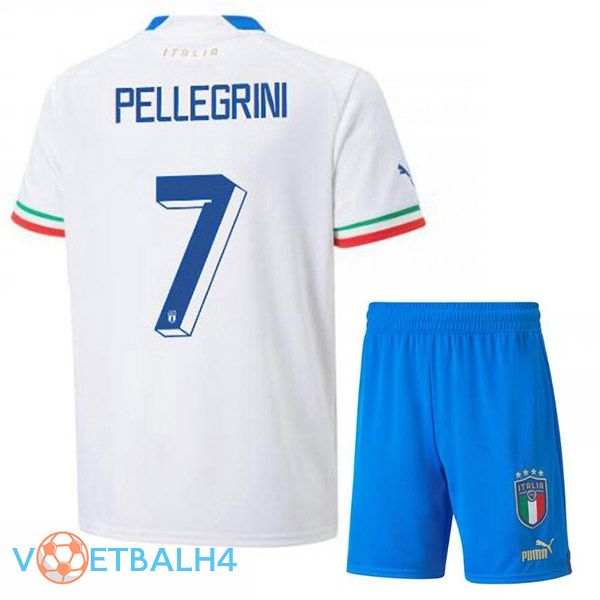 Italië (Pellegrini 7) kinderen voetbal jerseys uit wit 2022-2023