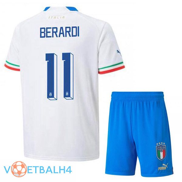 Italië (Berardi 11) kinderen voetbal jerseys uit wit 2022-2023