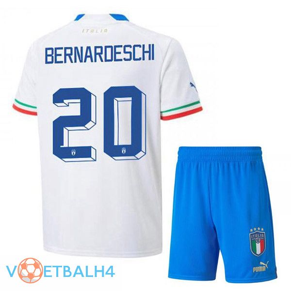 Italië (Bernardeschi 20) kinderen voetbal jerseys uit wit 2022-2023