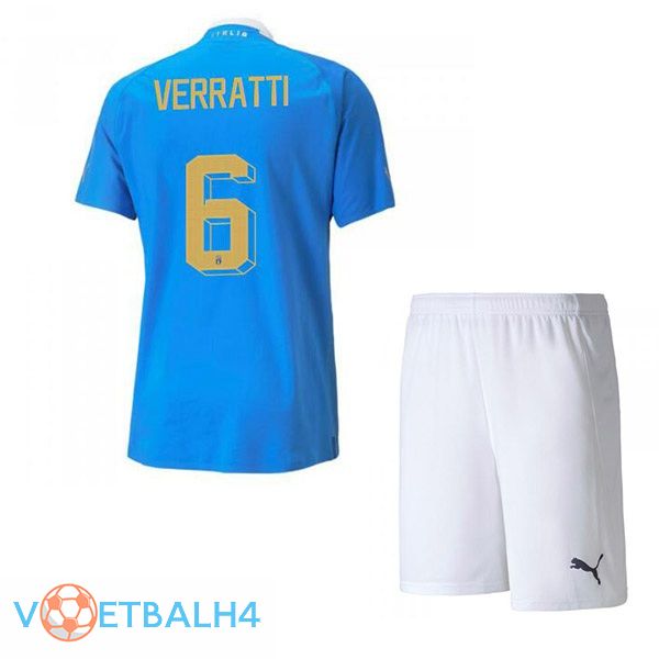 Italië（Verratti 6）kinderen voetbal jersey thuis blauw 2022/2023