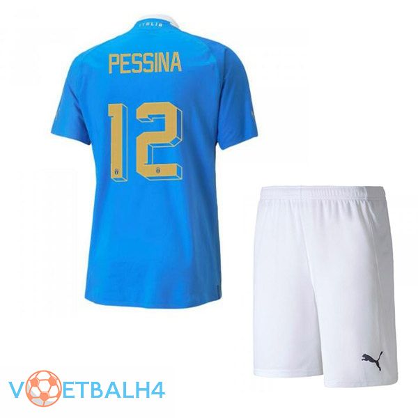 Italië（Pessina 12）kinderen voetbal jersey thuis blauw 2022/2023