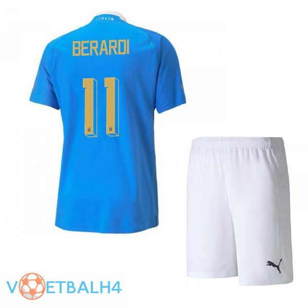 Italië（Berardi 11）kinderen voetbal jersey thuis blauw 2022/2023