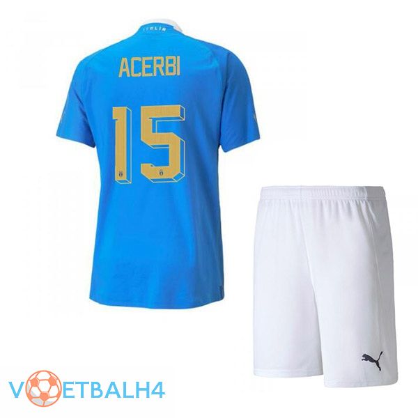 Italië（Acerbi 15）kinderen voetbal jersey thuis blauw 2022/2023