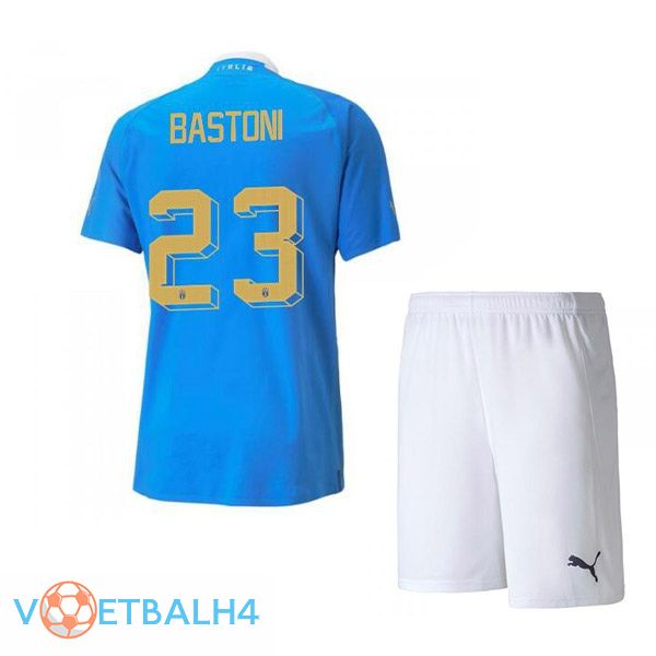 Italië（Bastoni 23）kinderen voetbal jersey thuis blauw 2022/2023