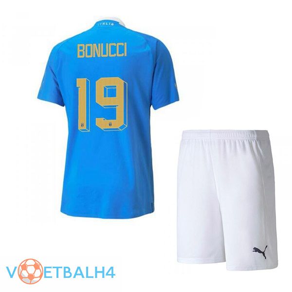 Italië（Bonucci 19）kinderen voetbal jersey thuis blauw 2022/2023