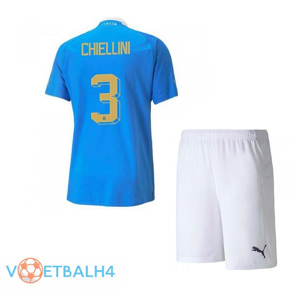 Italië（Chiellini 3）kinderen voetbal jersey thuis blauw 2022/2023