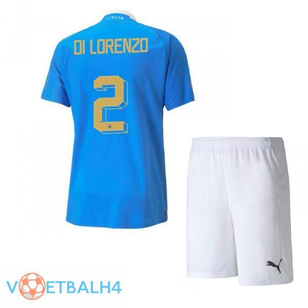 Italië（Di Lorenzo 2）kinderen voetbal jersey thuis blauw 2022/2023