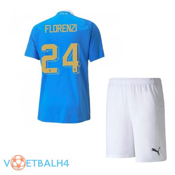 Italië（Florenzi 24）kinderen voetbal jersey thuis blauw 2022/2023