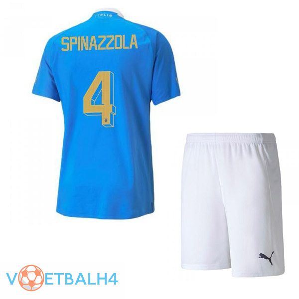 Italië（Spinazzola 4）kinderen voetbal jersey thuis blauw 2022/2023