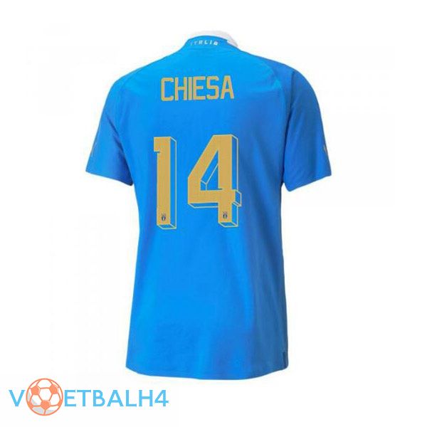 Italië（Chiesa 14）voetbal jersey thuis blauw 2022/2023