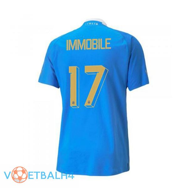 Italië（Immobile 17）voetbal jersey thuis blauw 2022/2023