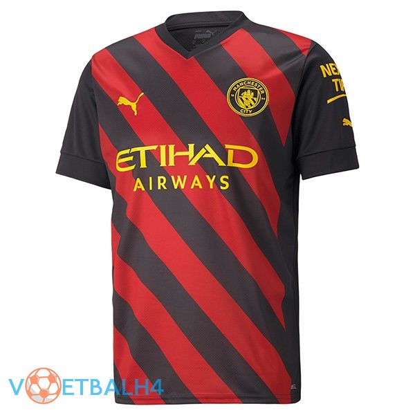 Manchester City voetbal jersey uit rood zwart 2022/2023