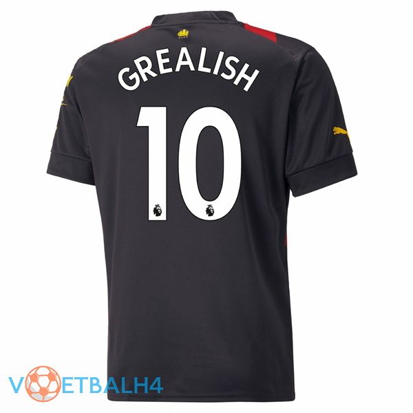 Manchester City (Jack Grealish 10) voetbal jersey uit rood zwart 2022/2023