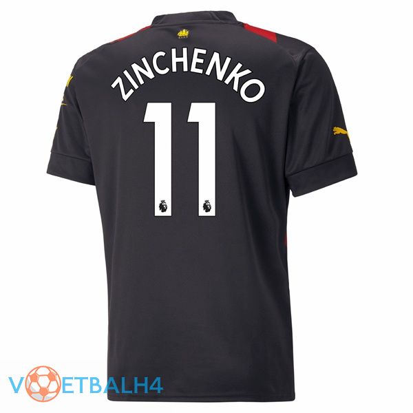 Manchester City (Zinchenko 11) voetbal jersey uit rood zwart 2022/2023