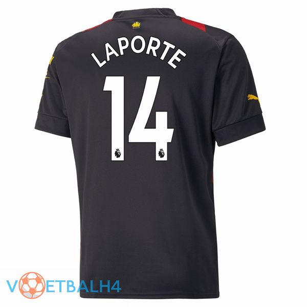 Manchester City (Aymeric Laporte 14) voetbal jersey uit rood zwart 2022/2023