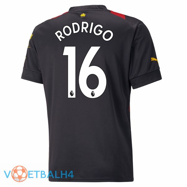 Manchester City (Rodrigo 16) voetbal jersey uit rood zwart 2022/2023