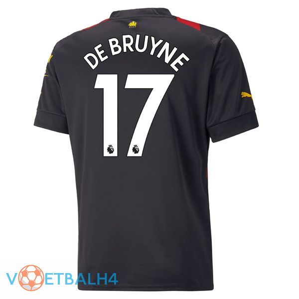 Manchester City (Kevin De Bruyne 17) voetbal jersey uit rood zwart 2022/2023