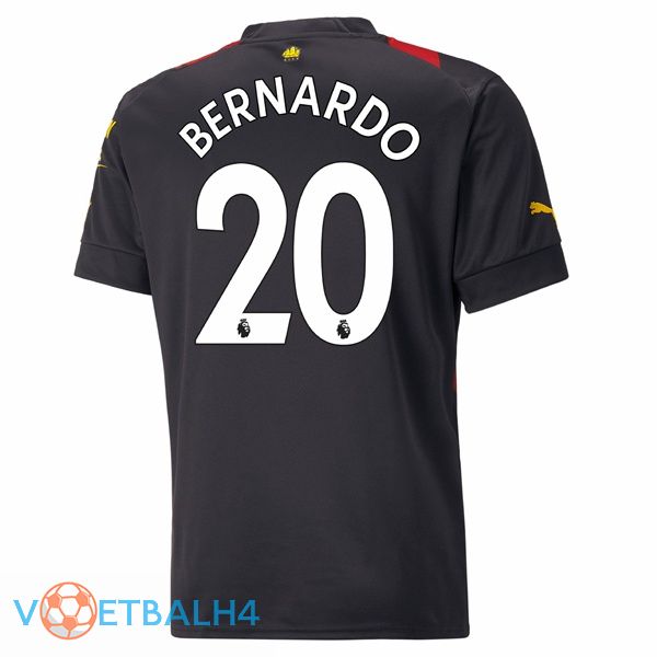 Manchester City (Bernardo Silva 20) voetbal jersey uit rood zwart 2022/2023