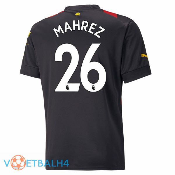 Manchester City (Riyad Mahrez 26) voetbal jersey uit rood zwart 2022/2023