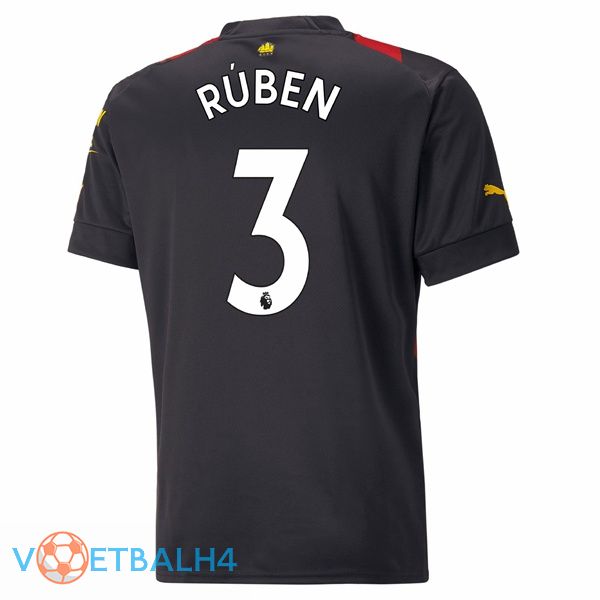 Manchester City (Ruben Dias 3) voetbal jersey uit rood zwart 2022/2023